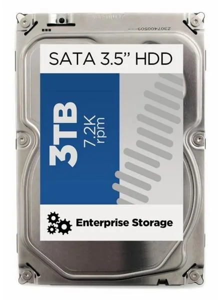 Silver rectangular 3.5 inch bare SATA hard drive