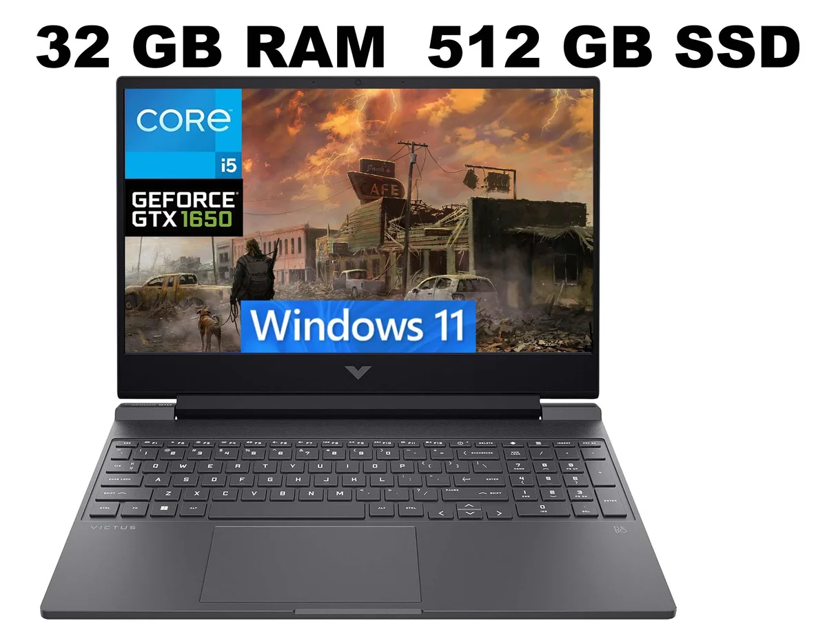 Black 15.6-inch gaming laptop with backlit keyboard