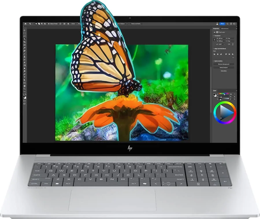 Silver 17.3 inch touchscreen laptop with backlit keyboard and numeric keypad
