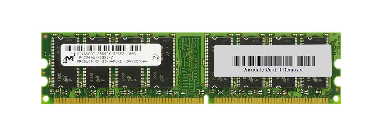 Micron Technology, Inc. Micron Technology, Inc. MT16VDDT12864AY-335F2 1GB PC2700 DDR-333MHz CL2.5 184-Pin DIMM Desktop RAM — photo du produit