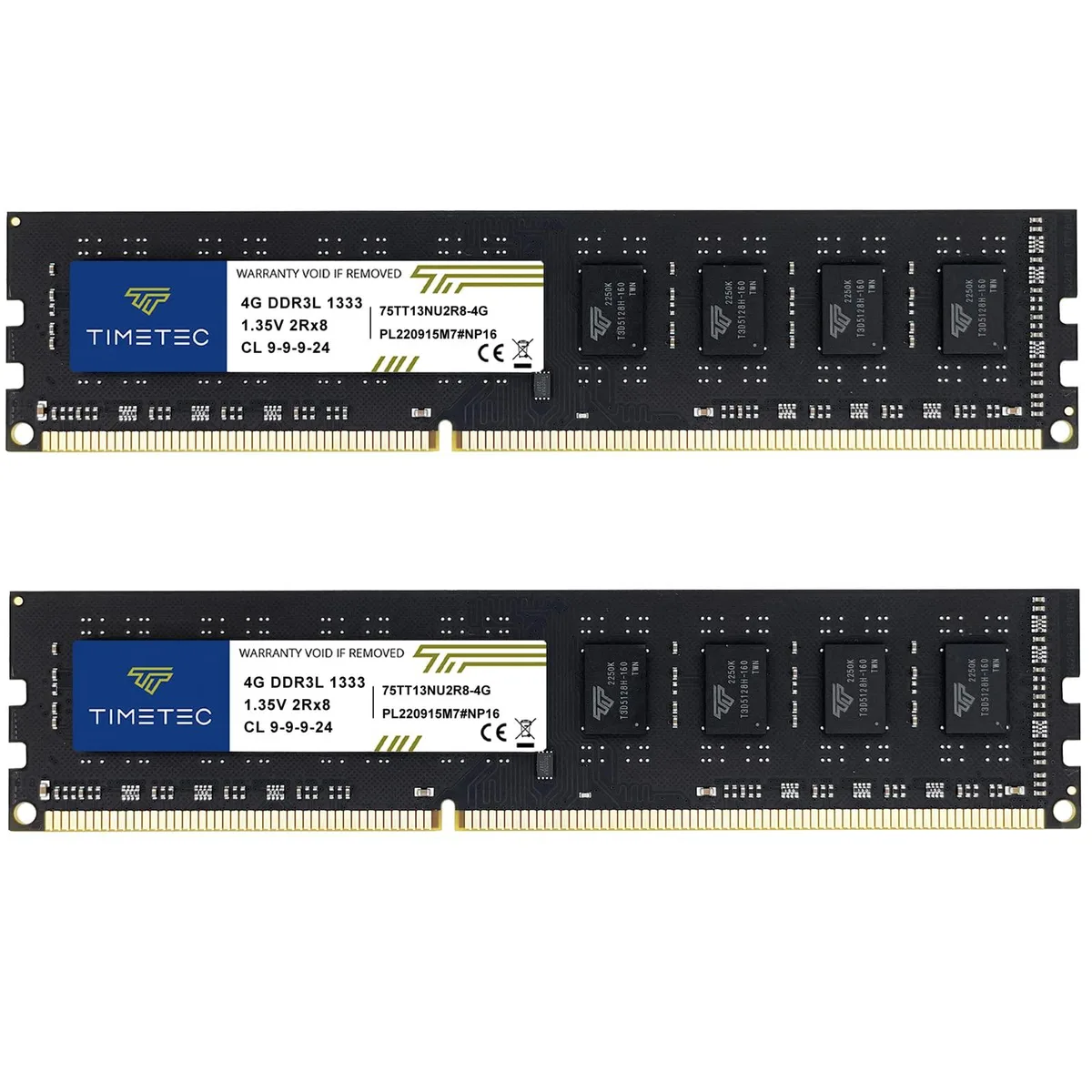Timetec Timetec 8GB Kit (2x4GB) DDR3/DDR3L 1333MHz PC3-10600 CL9 Low Density — 제품 사진