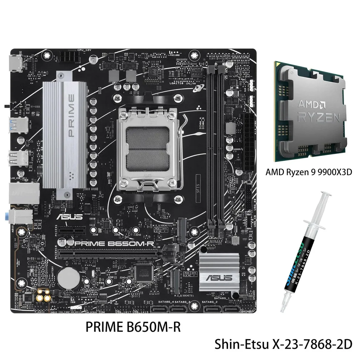 ASUS ASUS PRIME B650M-R + Ryzen 9 9900X3D AMD motherboard CPU combo — product photo
