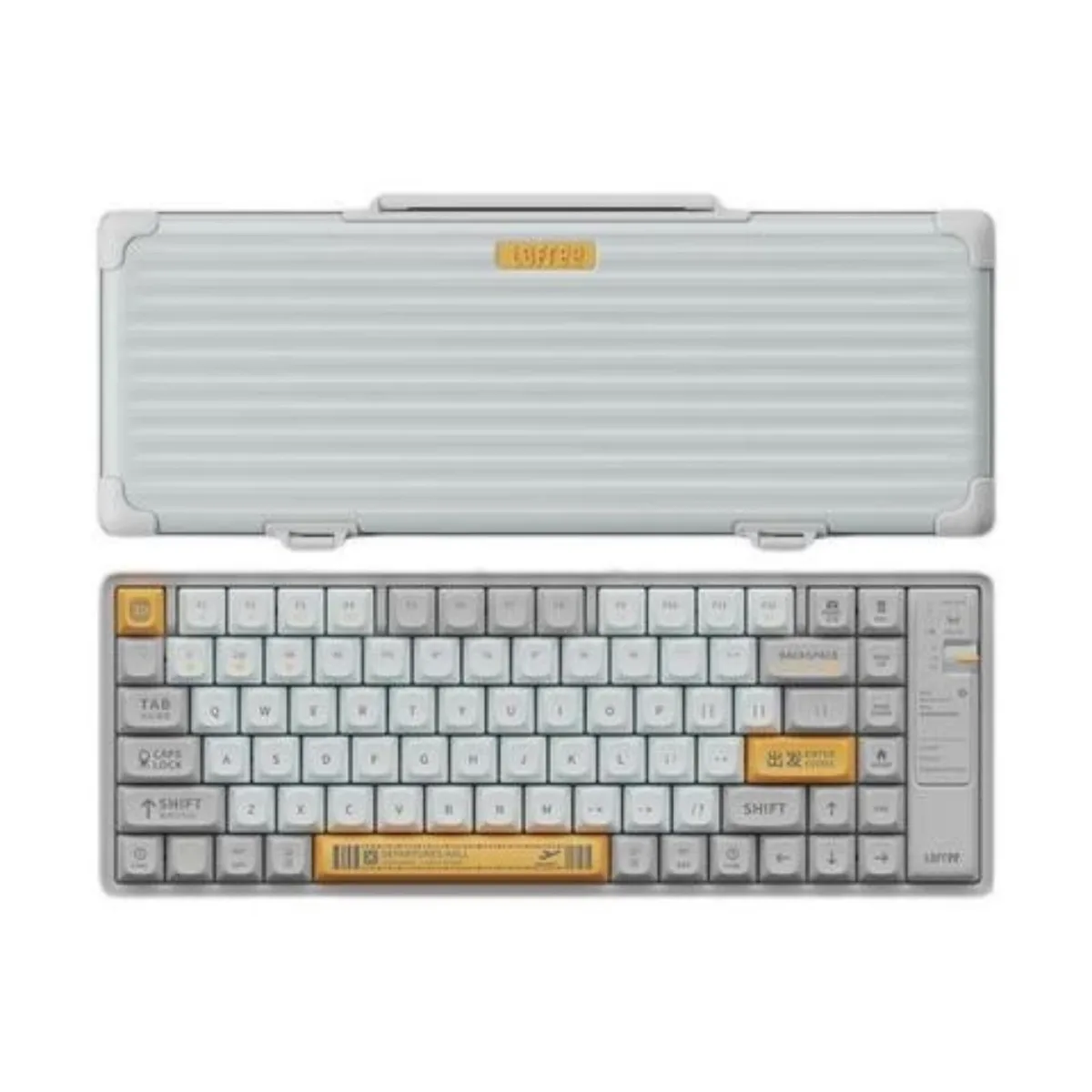 Compact grey mechanical keyboard with 84 keys, ABS body and keycaps, 33.7 mm profile, Bluetooth 5.0 and wired Type-C modes