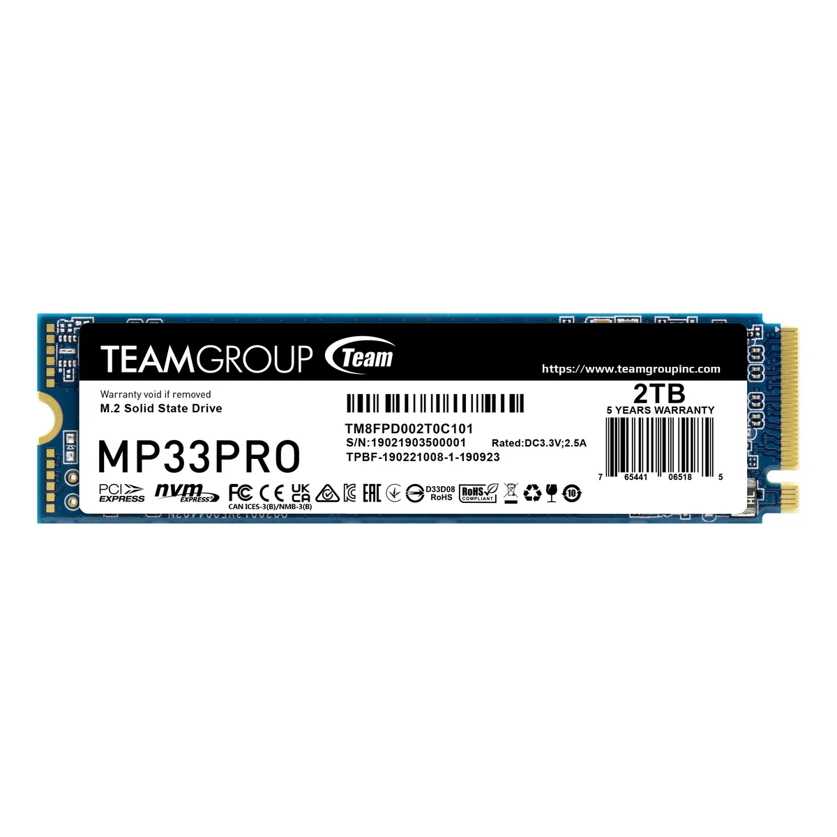 Team Group Team Group MP33 PRO 2TB M.2 2280 PCIe 3.0 x4 NVMe 1.3 internal SSD TM8FPD002T0C101 — ภาพสินค้า