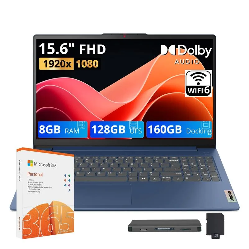 Lenovo Lenovo IdeaPad Slim 3 15.6" FHD Business Laptop Intel N150 8GB 128GB Blue — product photo