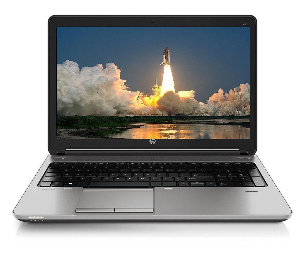 Black 15.6 inch HP ProBook 650 G1 business laptop, non-touch matte display, DVD-RW drive visible