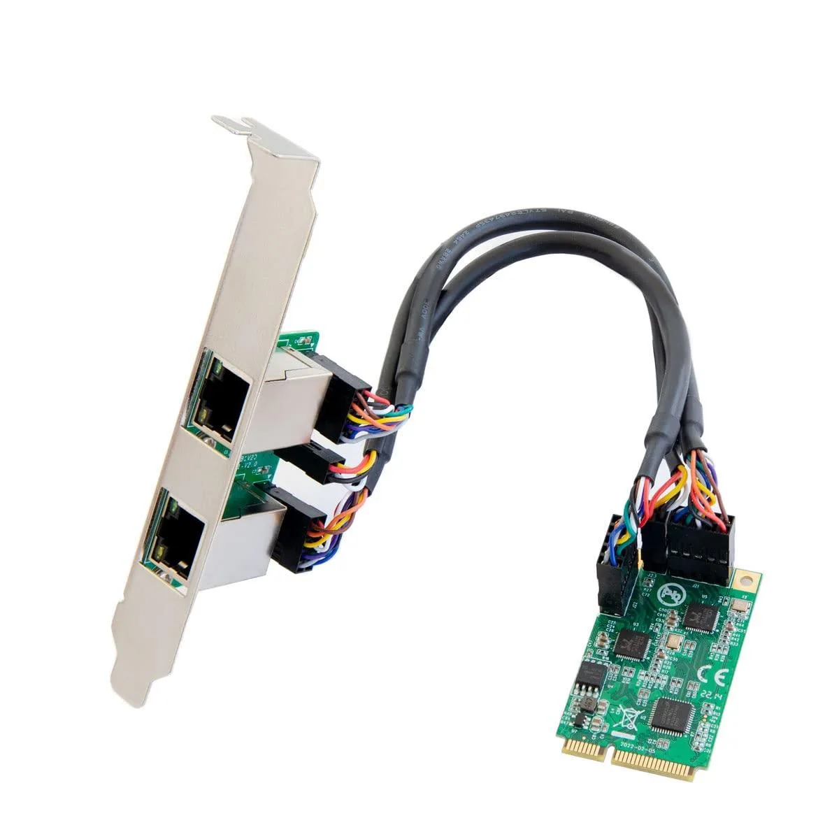 Vszerda Vszerda Dual 2.5 Gigabit Mini PCIe Ethernet Network Card Green — ภาพสินค้า