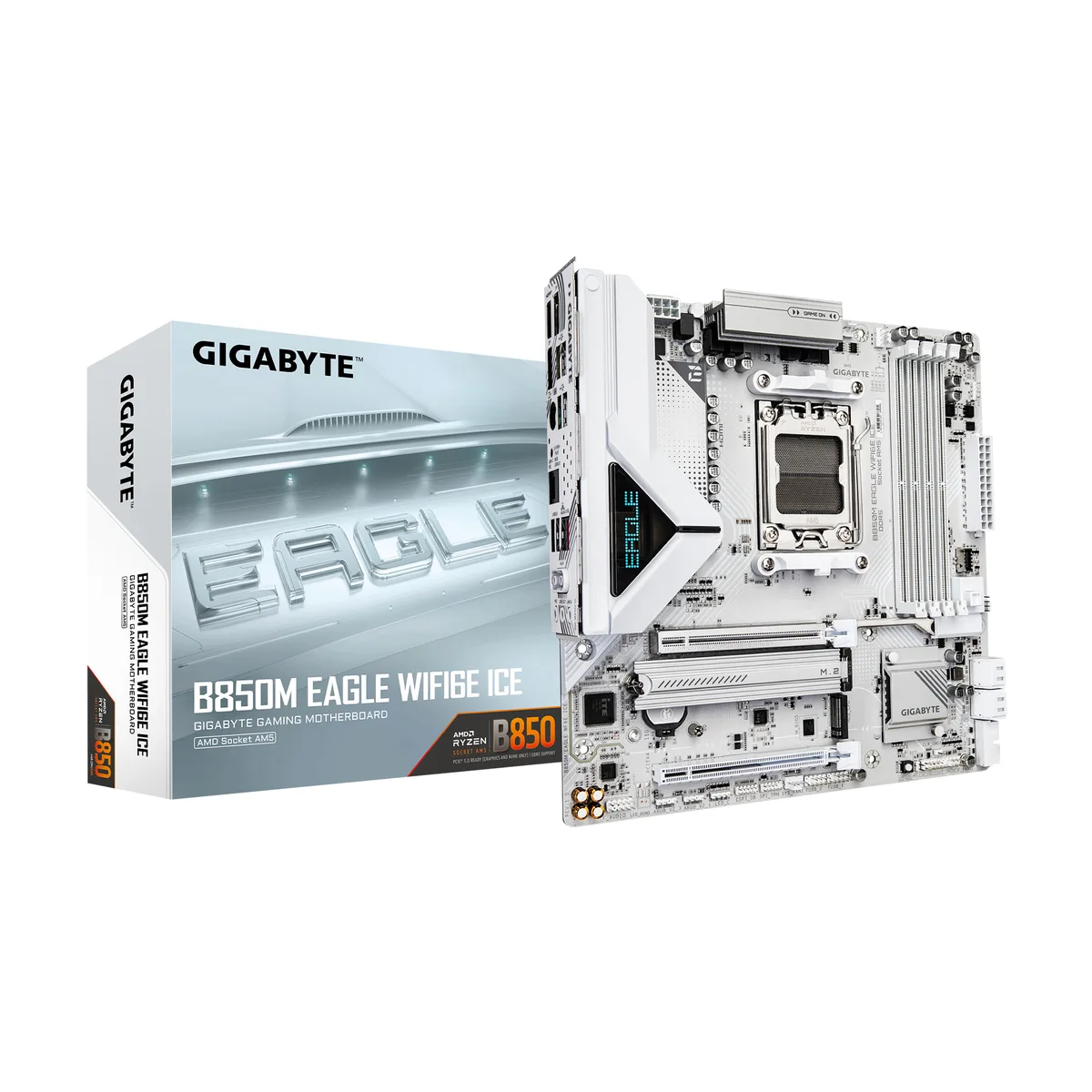 GIGABYTE GIGABYTE B850M EAGLE WF6E ICE AMD motherboard — product photo