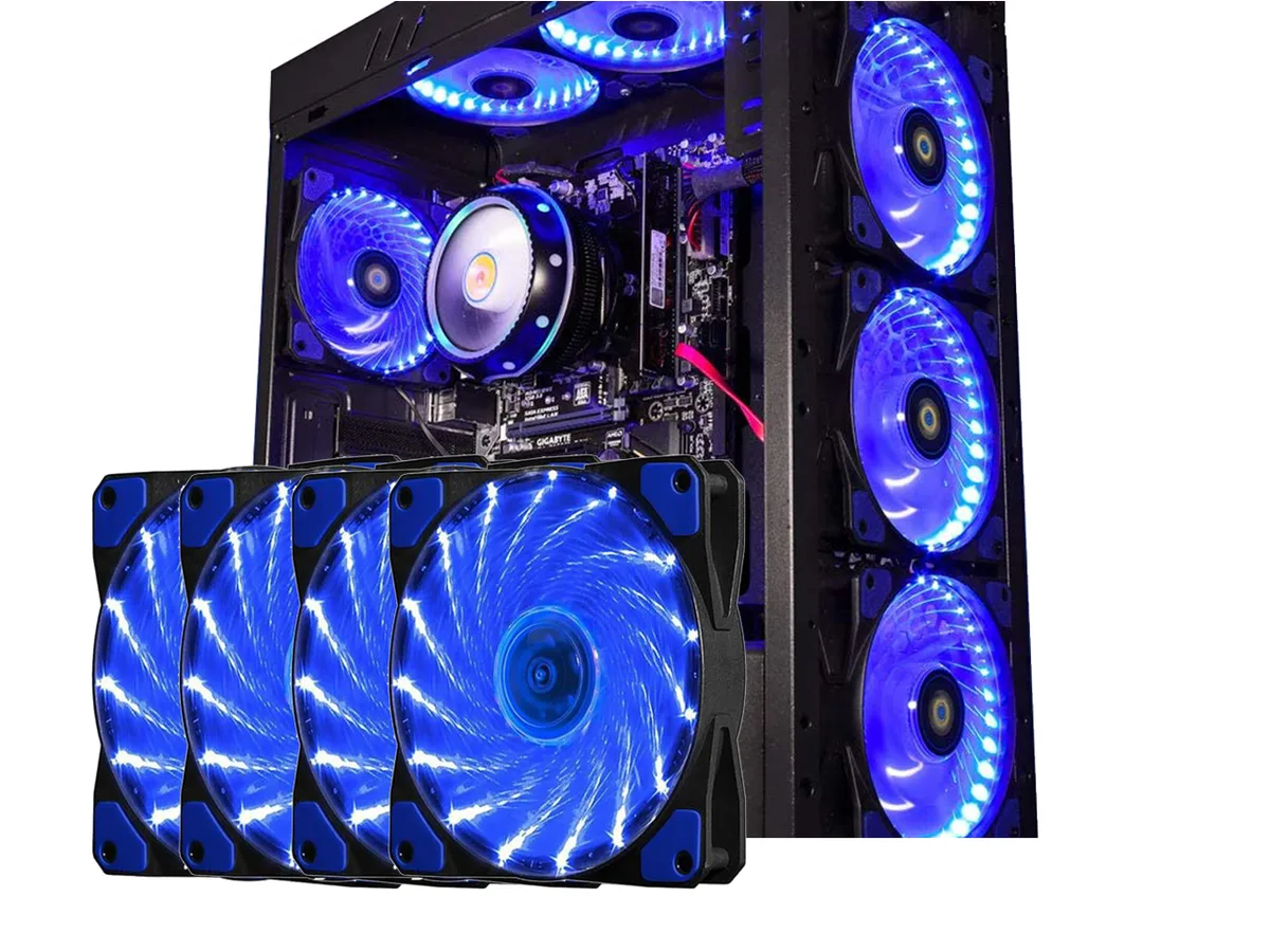 sakose sakose 12025-LED 120mm case fan 15 LED 16dB 1100RPM 4-pack — foto produk