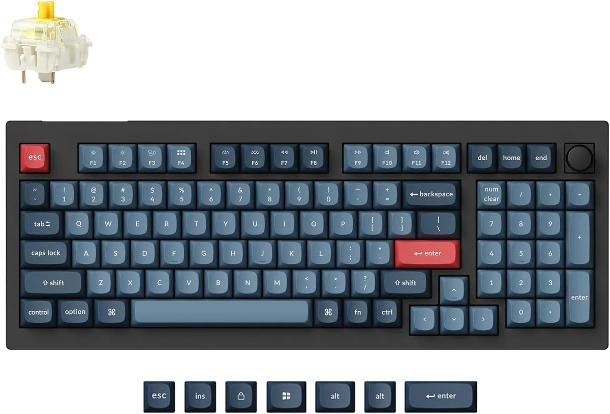 Compact 96% wireless mechanical keyboard with aluminium frame and PBT keycaps