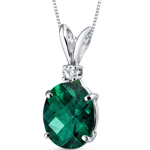 Oravo Oravo 14 kt White Gold Oval Emerald Pendant 2.50 ct 2.29 ct 18 in — produkto nuotrauka