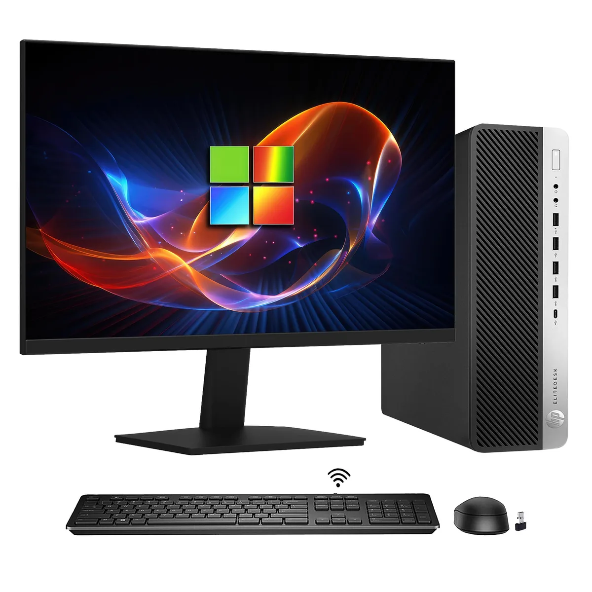 HP HP EliteDesk 800 G4 SFF desktop PC i5-8500 32GB DDR4 1TB NVMe 24" monitor — photo du produit