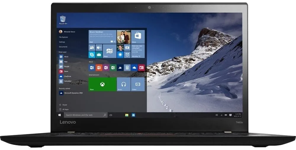 Black 14 inch ThinkPad T460 laptop closed on a plain background