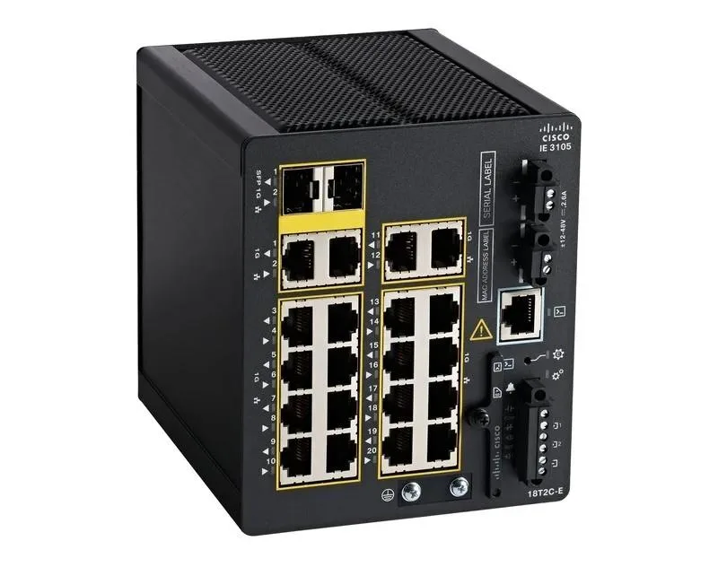 Cisco Systems, Inc. Cisco IE3105 Rugged Managed Switch 18 Port Gigabit 2 Port Combo Uplinks Network Essentials DIN-Rail — Produktfoto