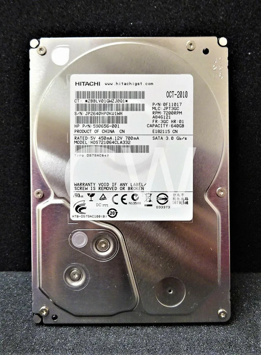 Silver 3.5 inch SATA hard drive with label visible