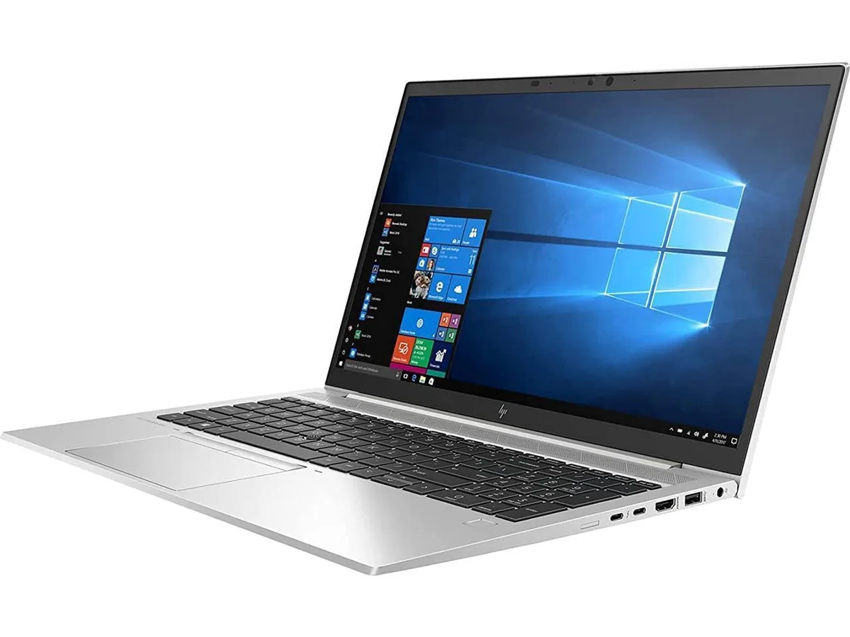 Silver business laptop with 15.6 inch non-touch screen and backlit keyboard
