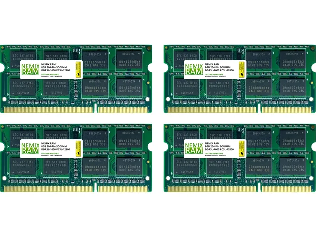 NEMIX RAM NEMIX RAM 32GB (4x8GB) DDR3 1600MHz PC3-12800 CL11 1.35V 204-Pin Non-ECC SODIMM Laptop RAM — ภาพสินค้า