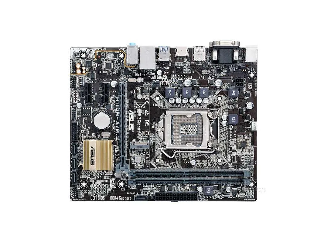 Green Micro ATX motherboard with silver LGA 1151 socket and DDR4 slots