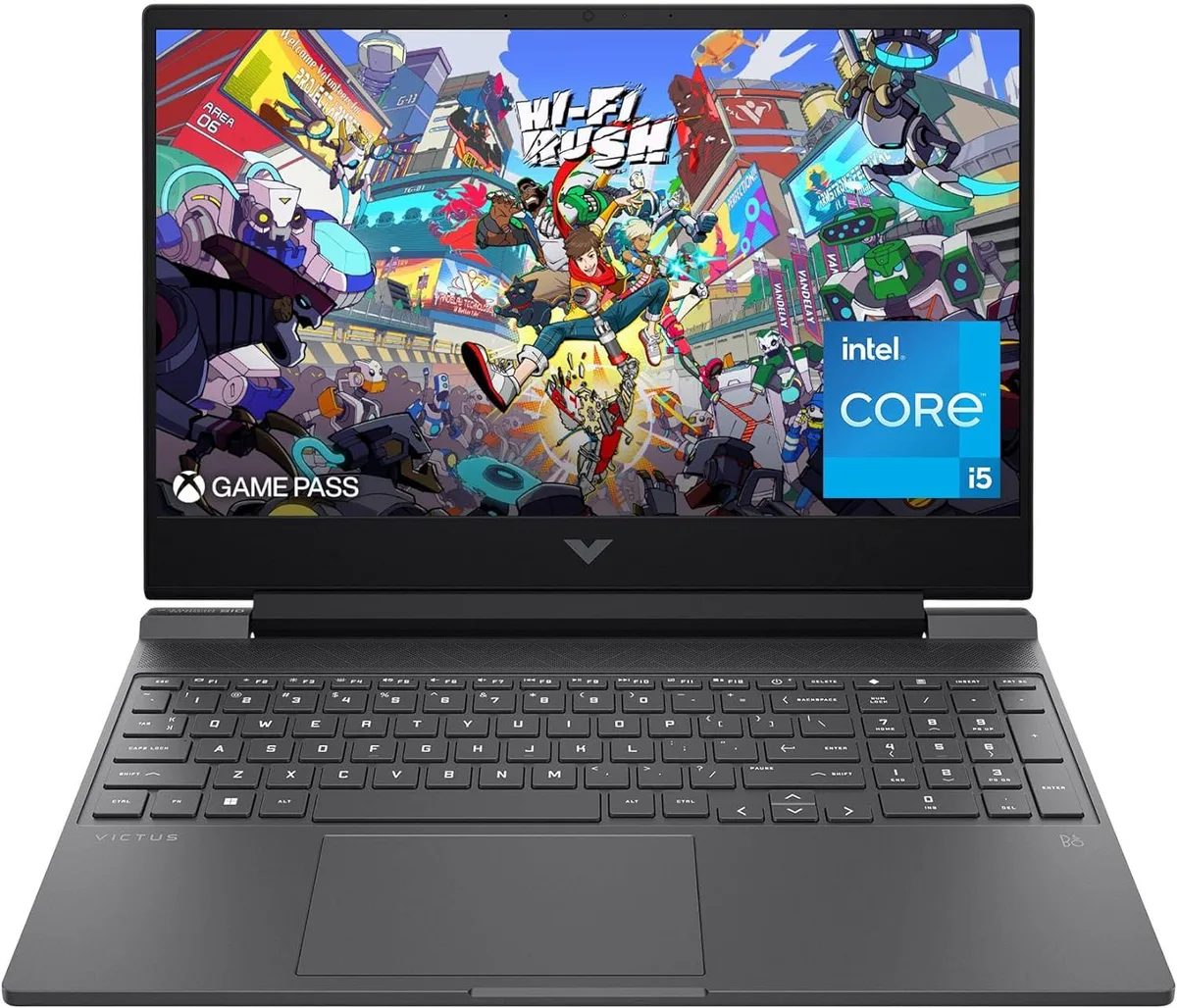 Black 15.6 inch gaming laptop with 144Hz FHD anti-glare display