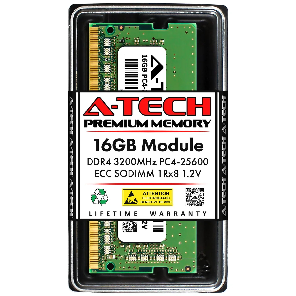 A-Tech A-Tech 16GB DDR4 3200MHz ECC SODIMM CL22 1.2V 260-Pin — photo du produit