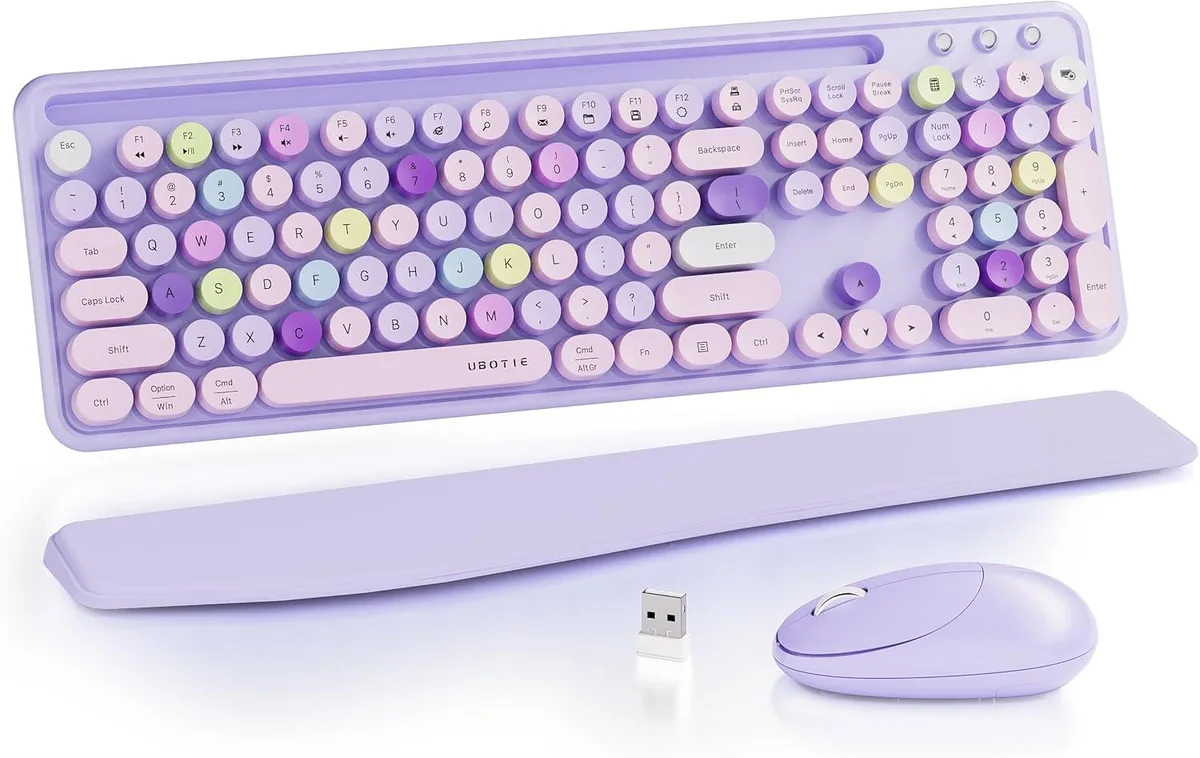 TUKO TUKO Wireless Gaming Keyboard and Mouse Combo Purple with Phone Holder Wrist Rest — photo du produit