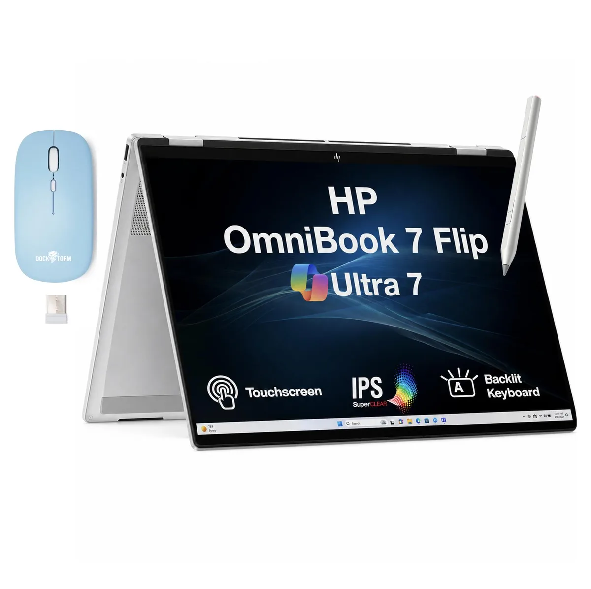Silver 2-in-1 laptop with 16.0 inch touchscreen display