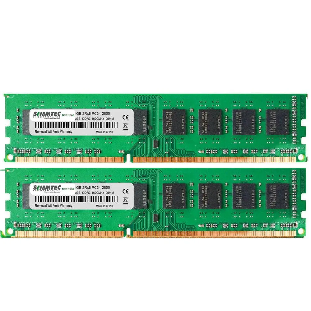 Two green circuit boards with black chips and gold edge connectors