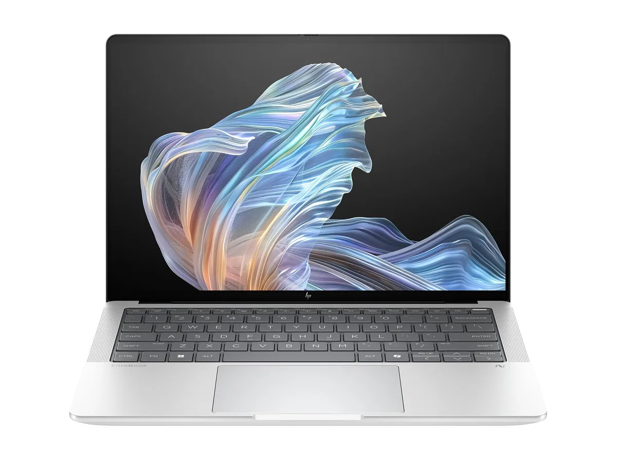 Black 14 inch laptop with OLED touchscreen display