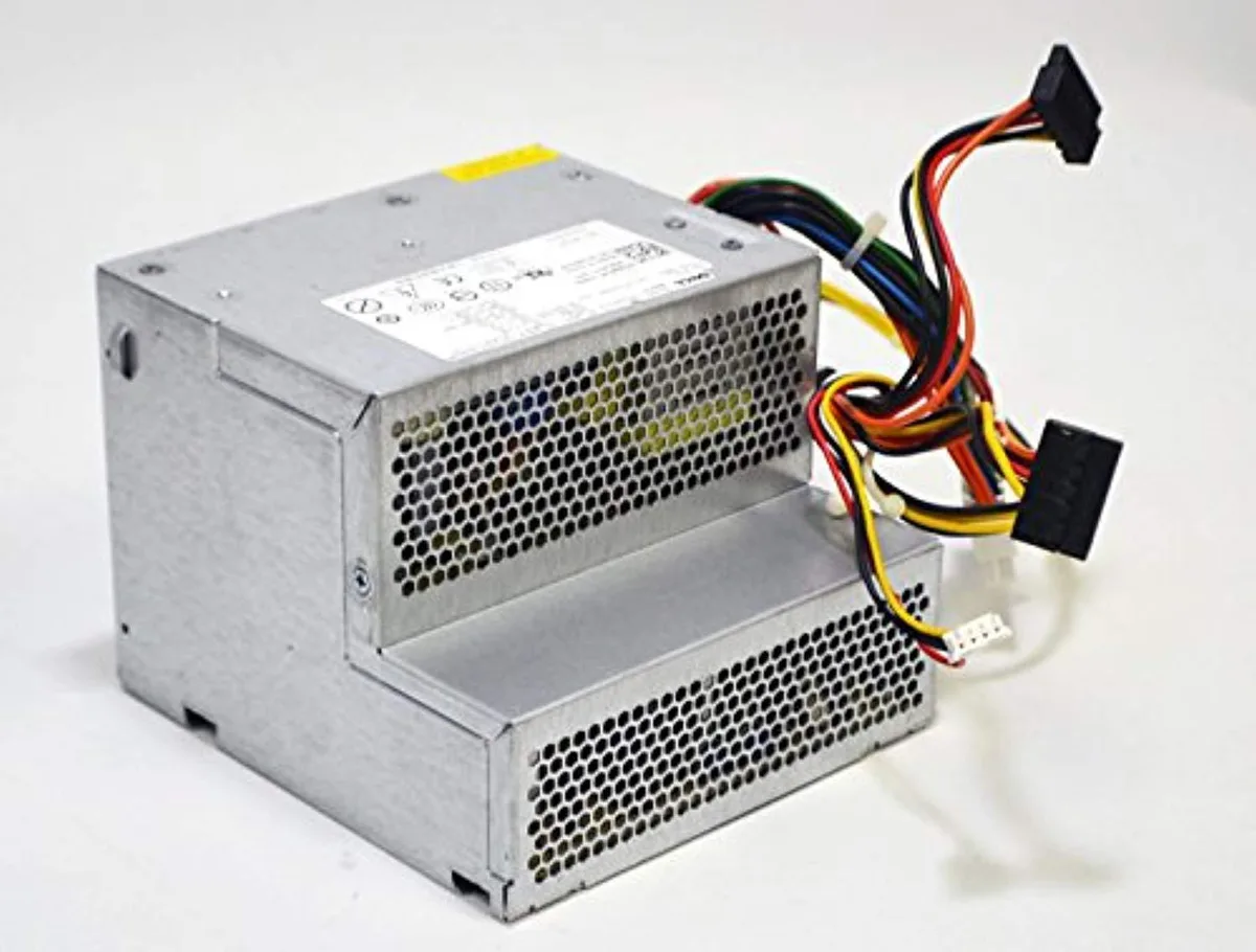 Genuine Dell 280W desktop ATX power supply unit, silver metal enclosure, cooling fan grille