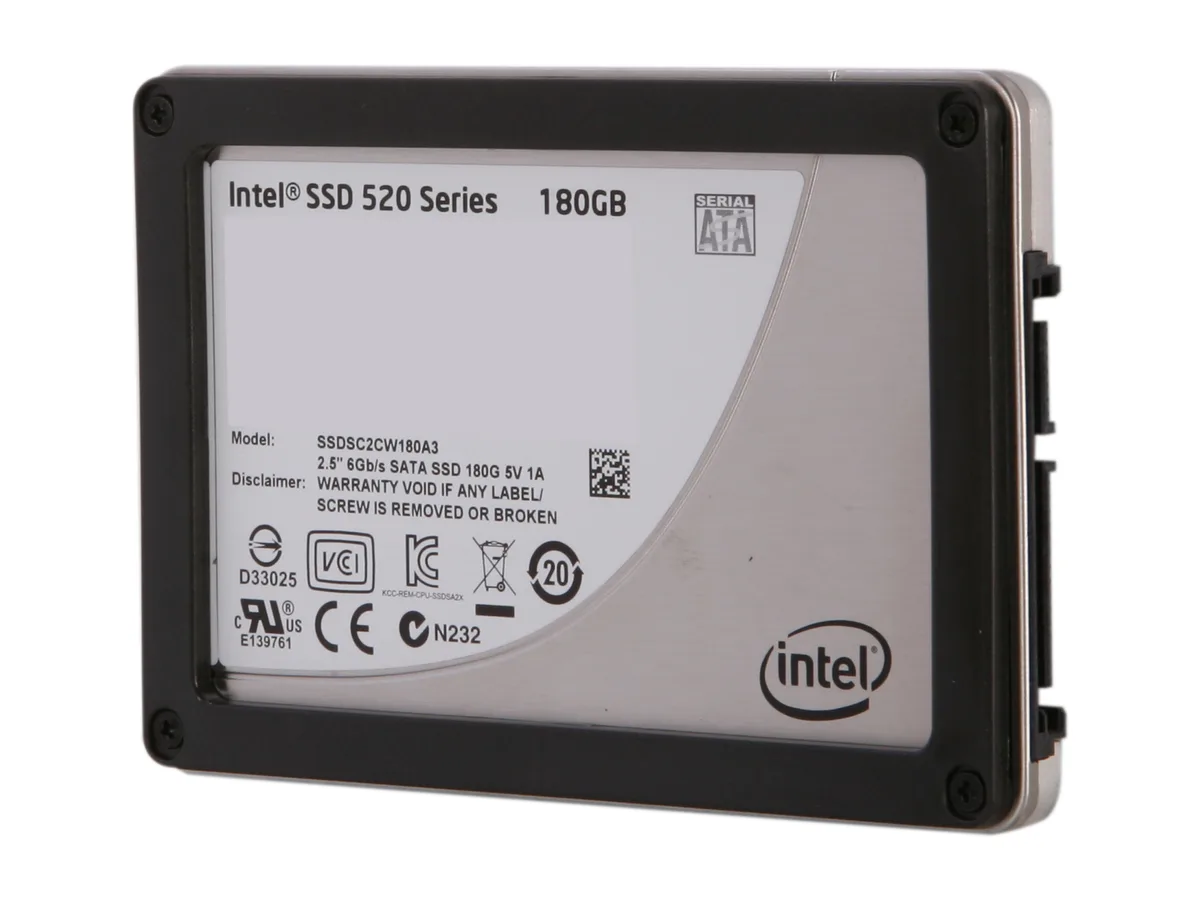 Silver 2.5 inch internal SSD with SATA connectors