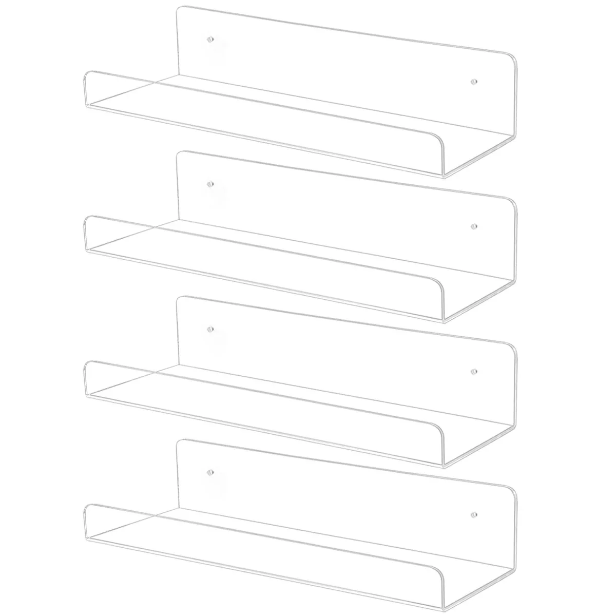  TONICE Acrylic Shelves 4 Pack 10in Clear Wall Mounted — fotografia produktu