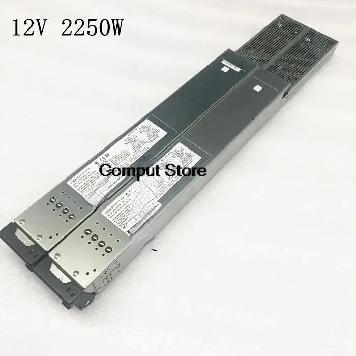Rectangular silver server power supply unit with ventilation grilles and power connector