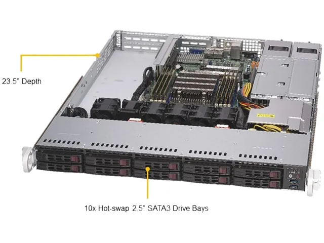 Supermicro Supermicro AS-1114S-WTRT 1U barebone server 10×2.5" 2×10GbE 500W — fotografija proizvoda