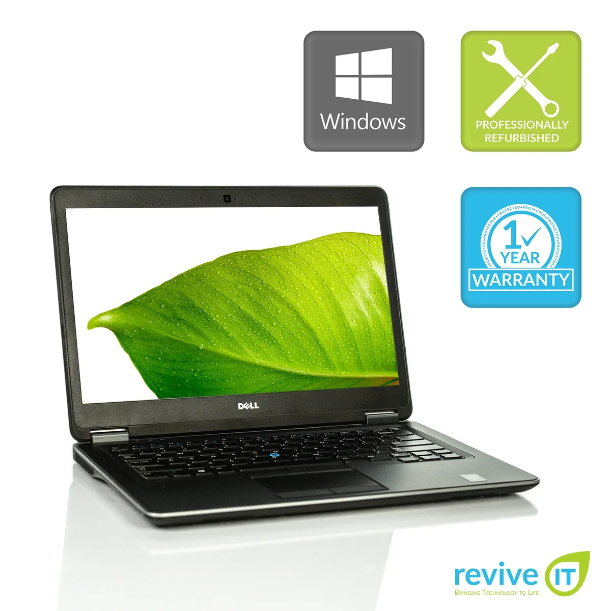Silver 14 inch Dell Latitude E7440 ultrabook closed lid visible webcam and ports