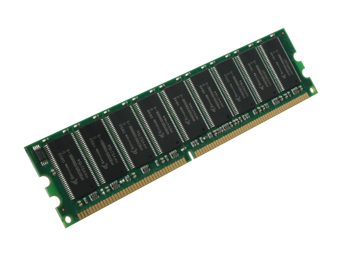Green 184-pin DDR SDRAM module with silver heat spreader