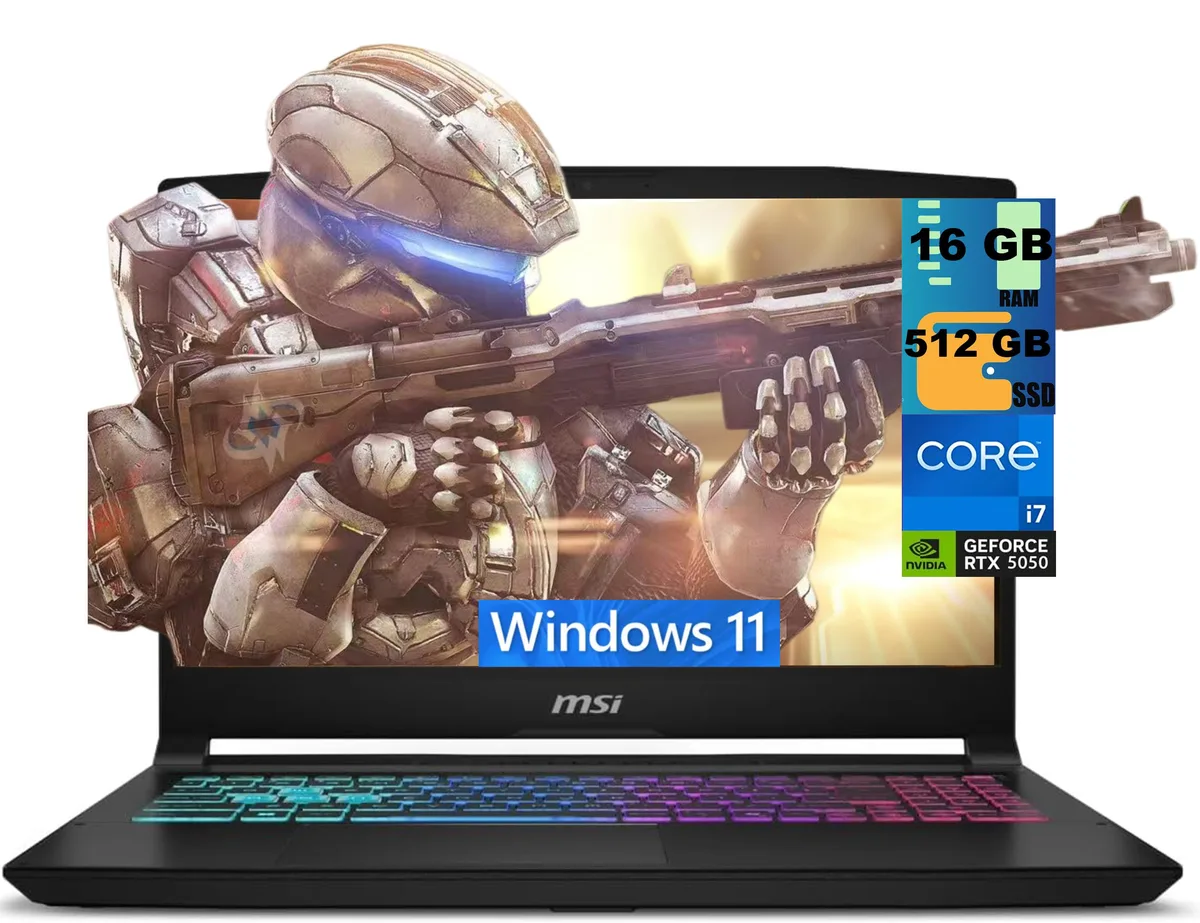 Black 15.6 inch gaming laptop, matte finish, backlit keyboard, slim profile