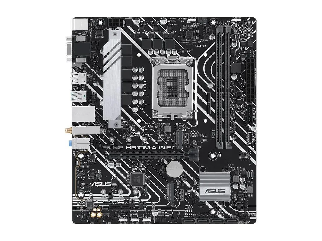 Green Micro ATX motherboard with silver LGA 1700 socket and black DDR5 slots