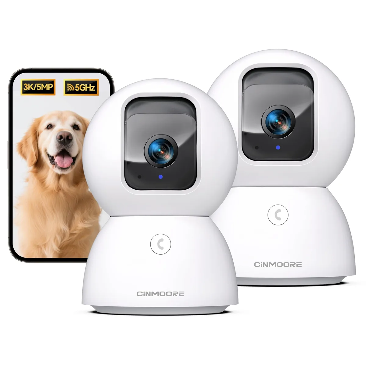 CINMOORE CM-C2U 3K network camera 2-pack — product photo