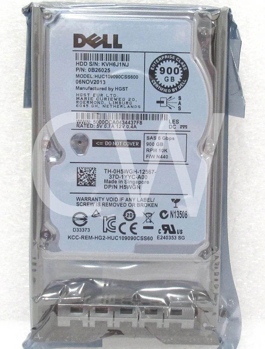 Silver 2.5 inch SAS hard drive in black Dell caddy tray