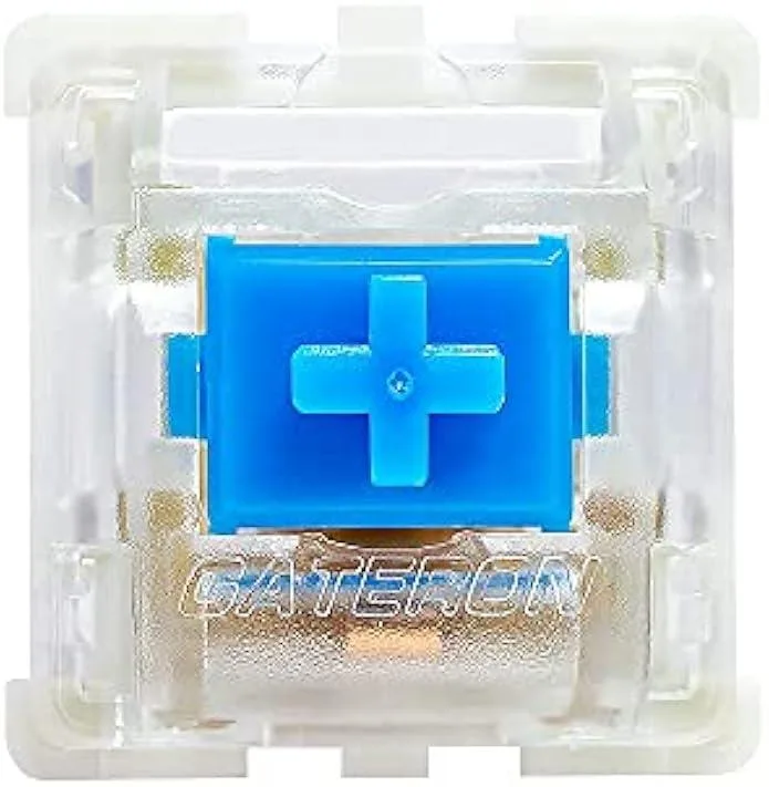 White mechanical keyboard switches in clear plastic box