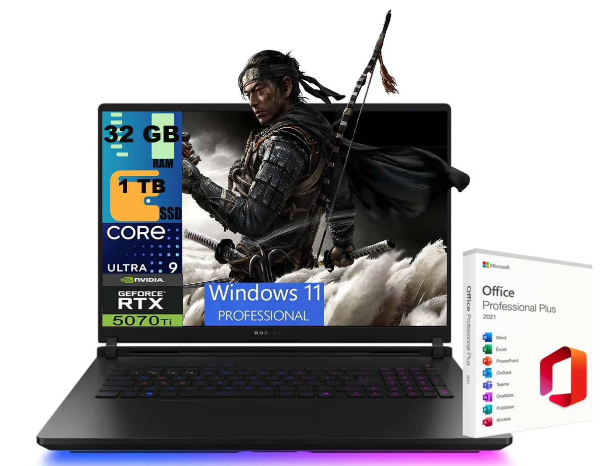 ASUS ASUS ROG Strix Scar 18 gaming laptop, Intel Ultra 9 275HX, RTX 5070 Ti 12GB, 32GB DDR5 — photo du produit