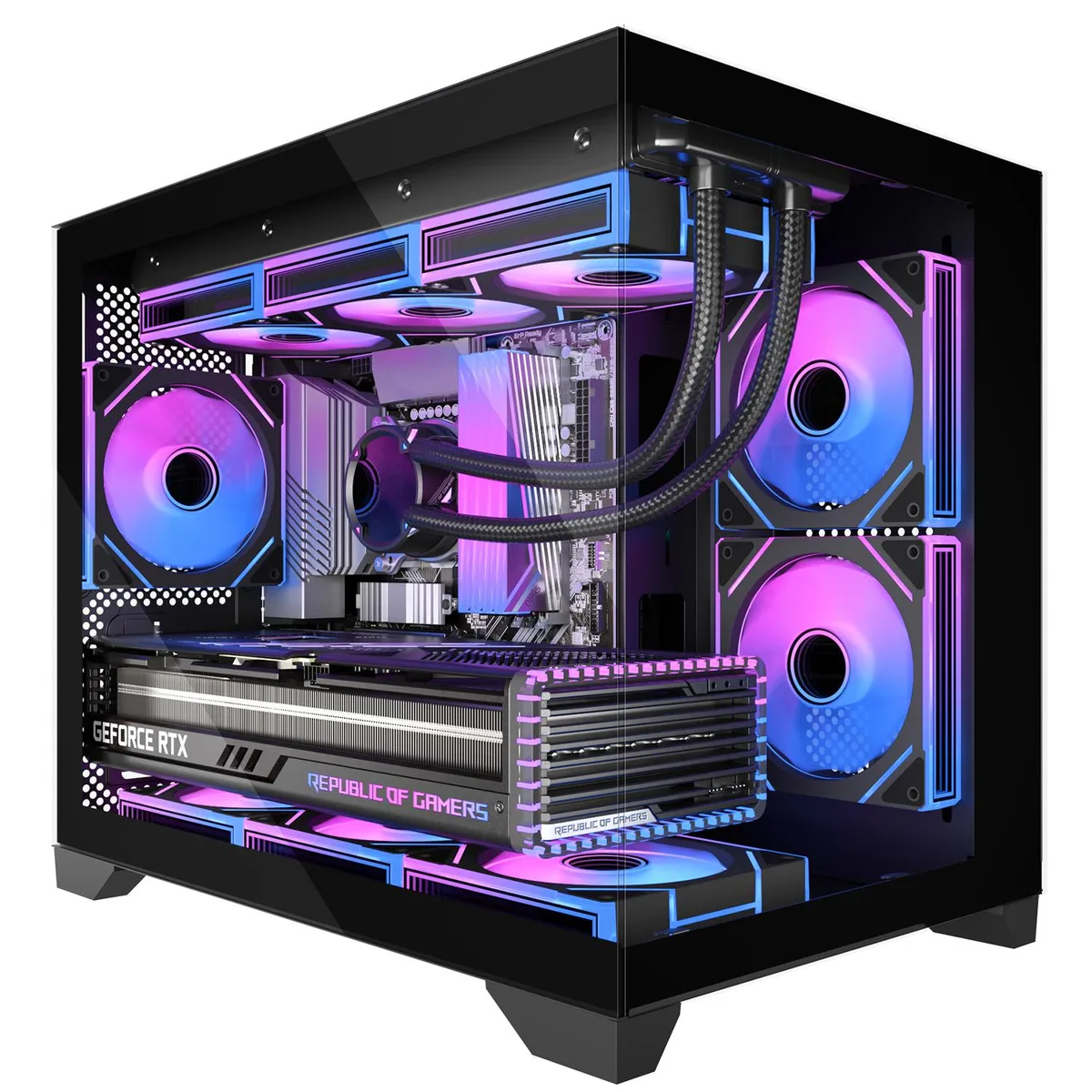 Micro-ATX case with 270° tempered glass and three ARGB fans