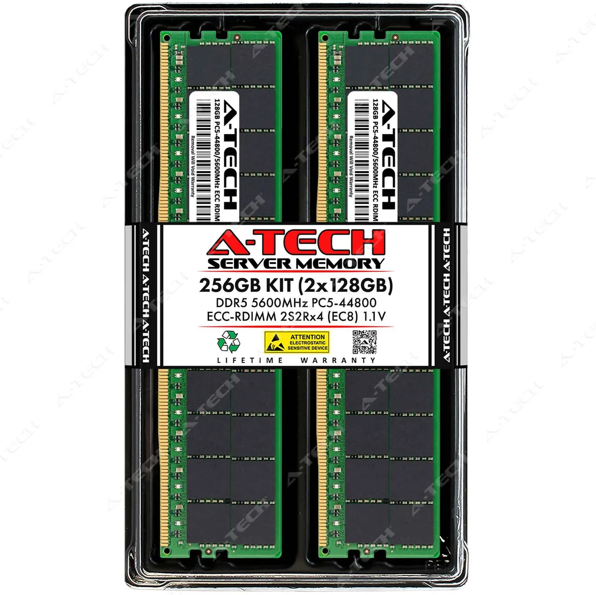 A-Tech A-Tech 256GB (2x128GB) DDR5 5600 EC8 RDIMM 2S2Rx4 Server RAM — product photo