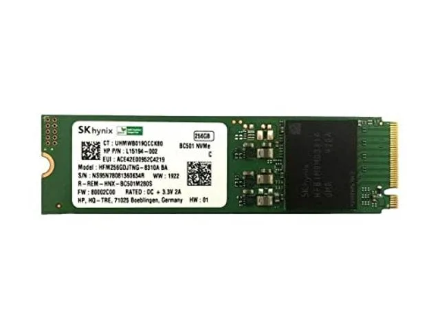 Green printed circuit board M.2 2280 NVMe SSD with black controller and memory chips