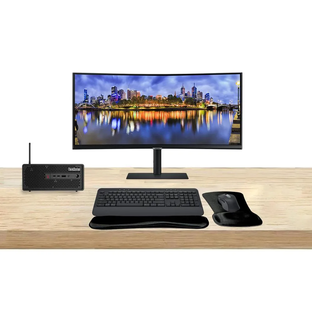 Lenovo Lenovo ThinkStation P3 SFF i7-14700 32GB 1TB T1000 8GB DDR6 GPU + ViewFinity S65UA 34 3440x1440 + MK650 — 제품 사진