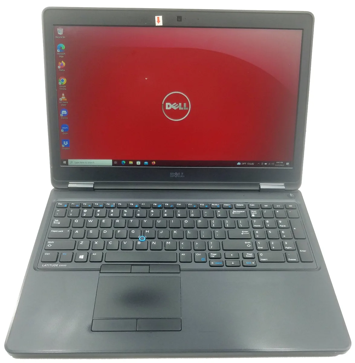 Silver Dell Latitude E5550 laptop closed showing 15.6 inch display lid