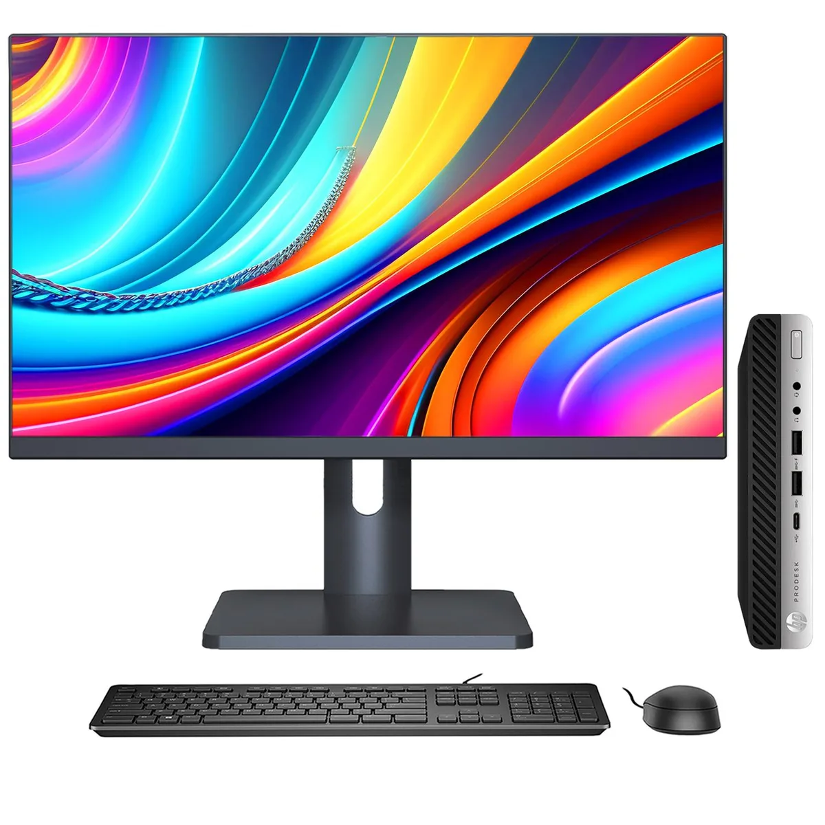 HP HP ProDesk 600 G4 Tiny i5-8500T 16GB 512GB 27" Monitor — photo du produit