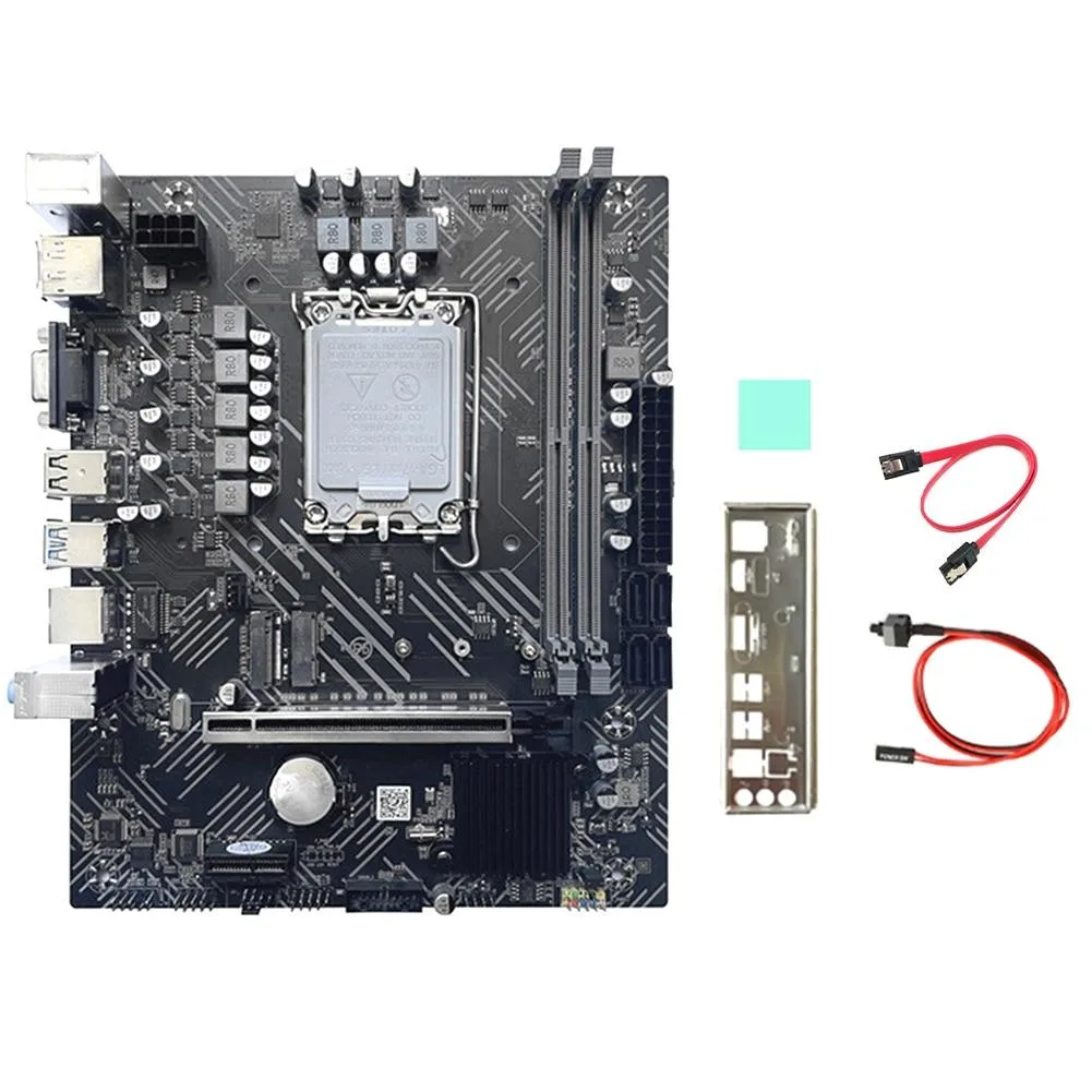 YINGHUA YINGHUA H610 LGA1700 DDR4 server motherboard with SATA cable baffle thermal pad — product photo
