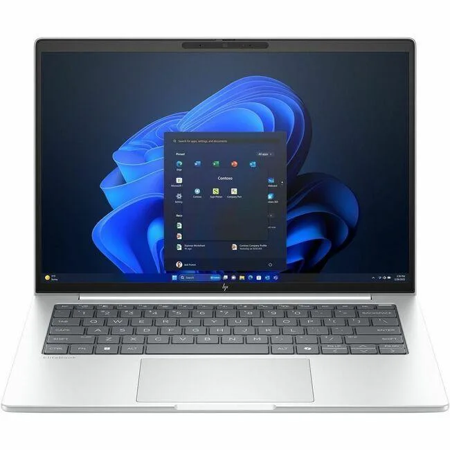 Silver 14-inch laptop with 1920 x 1200 display and webcam
