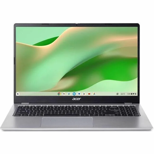 Silver 15.6 inch Chromebook with matte Full HD display